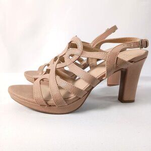 Naturalizer Cameron Strappy Slingback Heels Womens 7 Taupe Platform